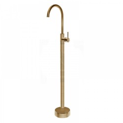 Round Brushed Yellow Gold Solid Brass Freestanding Bath Spout with Mixer Floor Mounted Round Brushed Yellow Gold Solid Brass Freestanding Bath Spout with Mixer Floor Mounted